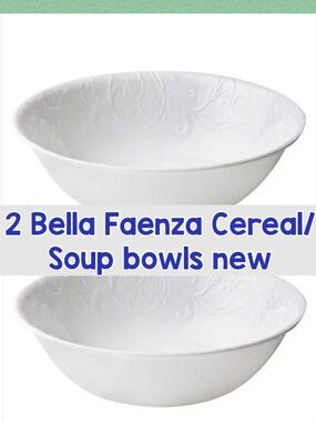 White Cereal/Soup Bowl - Set of 2 new